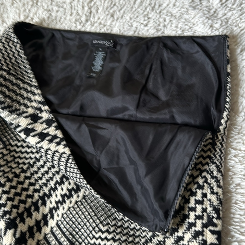KENNETH COLE NY SKIRT black white houndstooth plaid wool short length size 12 - Picture 9 of 12